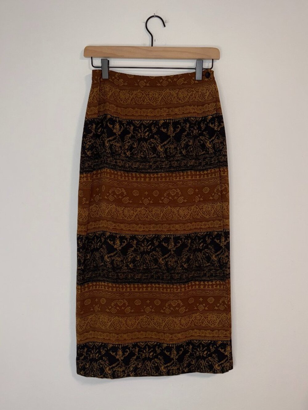 VTG 90s Jones New York Silk Boho Midi Wrap Skirt Sz 4